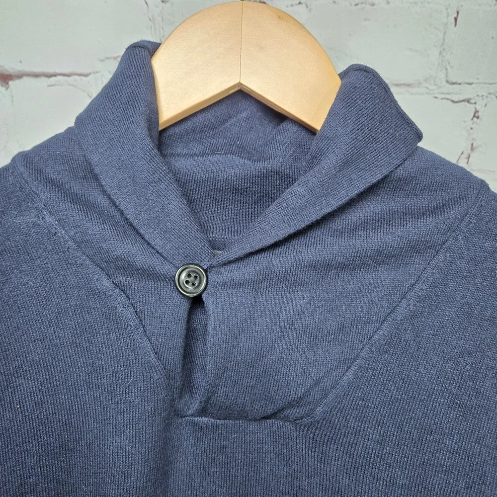 J. Crew Mens‎ Shawl Collar Sweater Navy Blue Cotton Cashmere Blend 61170 Size M
